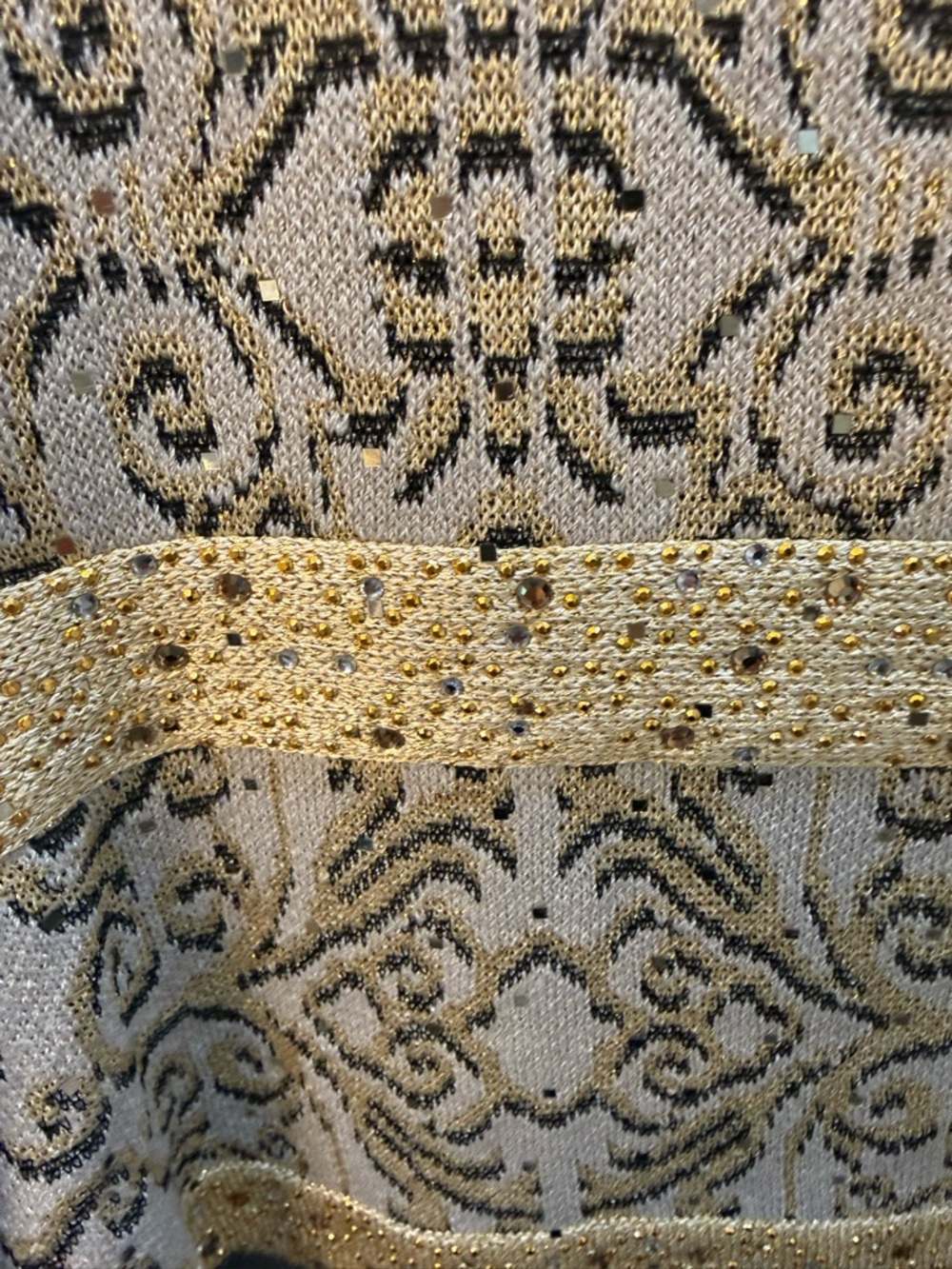 Vintage St. John Evening Gray and Gold Lace Skirt Set - Picture 6 of 13